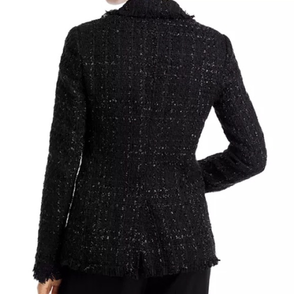 NEW Derek Lam 10 Crosby Adelaide Fringe Blazer Black One Button Tweed Sparkle - Picture 3 of 11